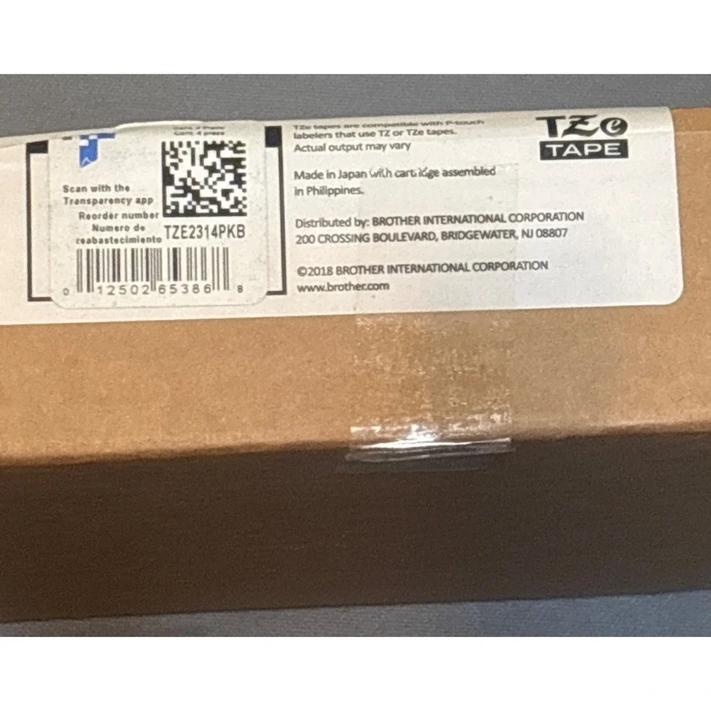 Brother P-Touch TZE2314PKB‎ TZe Labeling Tape - Black on White (4/Pack) New orig